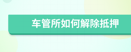 车管所如何解除抵押