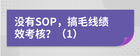 没有SOP，搞毛线绩效考核？（1）