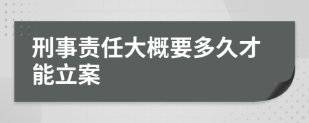 刑事责任大概要多久才能立案