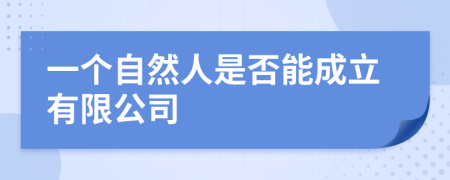 一个自然人是否能成立有限公司