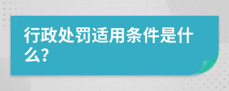 行政处罚适用条件是什么？