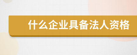 什么企业具备法人资格