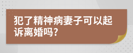 犯了精神病妻子可以起诉离婚吗?