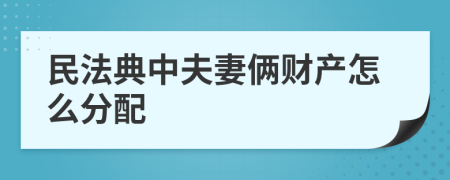 民法典中夫妻俩财产怎么分配