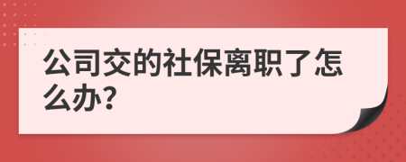 公司交的社保离职了怎么办？