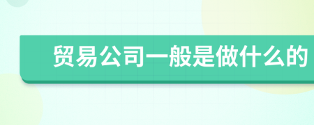 贸易公司一般是做什么的