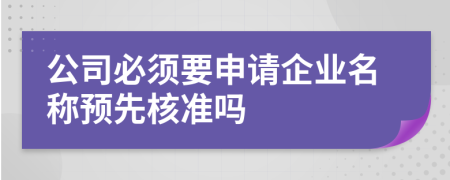 公司必须要申请企业名称预先核准吗