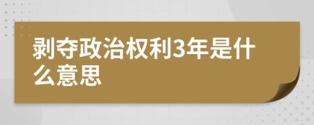 剥夺政治权利3年是什么意思