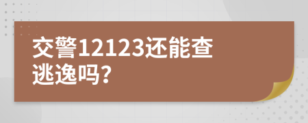 交警12123还能查逃逸吗？