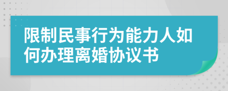 限制民事行为能力人如何办理离婚协议书