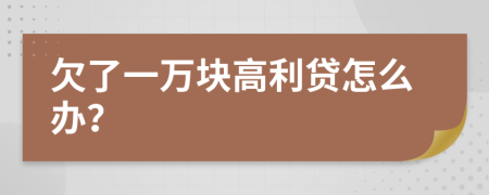 欠了一万块高利贷怎么办？