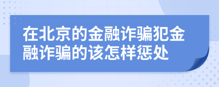 在北京的金融诈骗犯金融诈骗的该怎样惩处