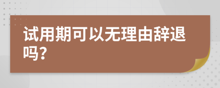 试用期可以无理由辞退吗？