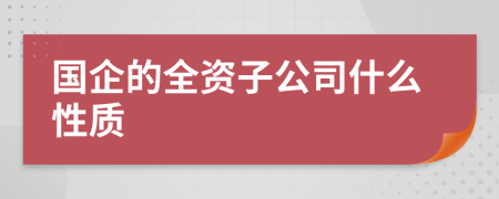 国企的全资子公司什么性质