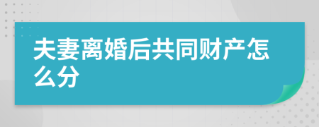 夫妻离婚后共同财产怎么分