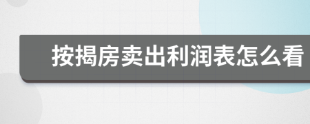 按揭房卖出利润表怎么看