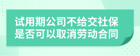 试用期公司不给交社保是否可以取消劳动合同