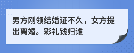 男方刚领结婚证不久，女方提出离婚。彩礼钱归谁