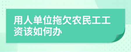 用人单位拖欠农民工工资该如何办