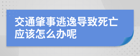 交通肇事逃逸导致死亡应该怎么办呢