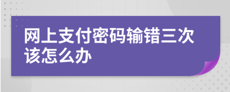 网上支付密码输错三次该怎么办