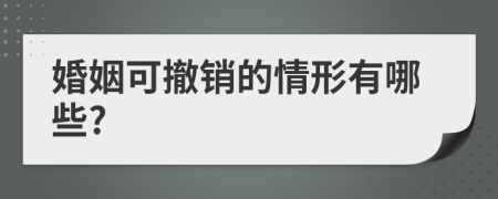 婚姻可撤销的情形有哪些?