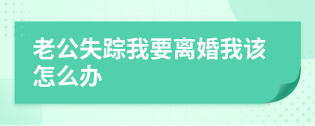 老公失踪我要离婚我该怎么办