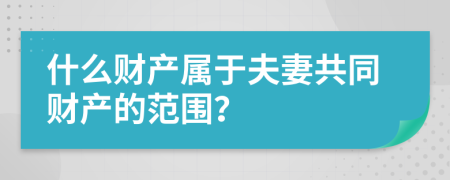 什么财产属于夫妻共同财产的范围？