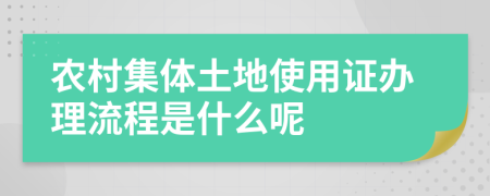 农村集体土地使用证办理流程是什么呢