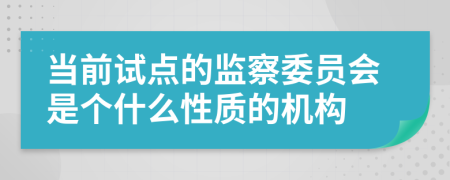 当前试点的监察委员会是个什么性质的机构