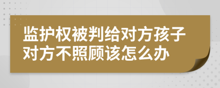 监护权被判给对方孩子对方不照顾该怎么办