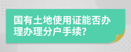 国有土地使用证能否办理办理分户手续？