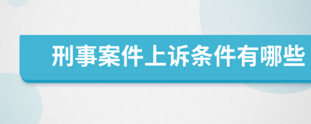 刑事案件上诉条件有哪些