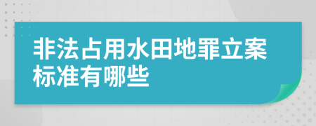 非法占用水田地罪立案标准有哪些