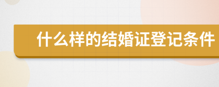 什么样的结婚证登记条件