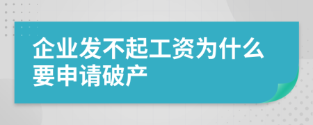 企业发不起工资为什么要申请破产