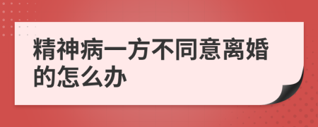 精神病一方不同意离婚的怎么办