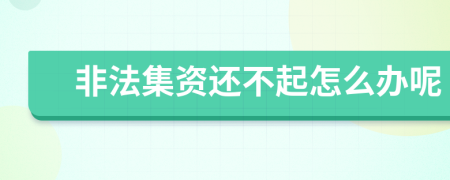 非法集资还不起怎么办呢