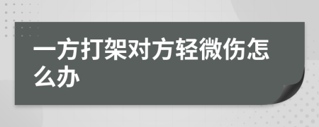 一方打架对方轻微伤怎么办