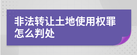 非法转让土地使用权罪怎么判处