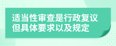 适当性审查是行政复议但具体要求以及规定