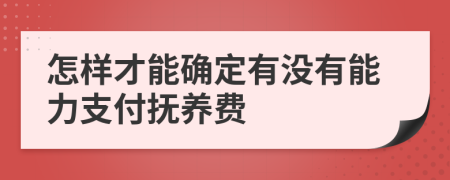 怎样才能确定有没有能力支付抚养费