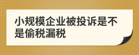 小规模企业被投诉是不是偷税漏税