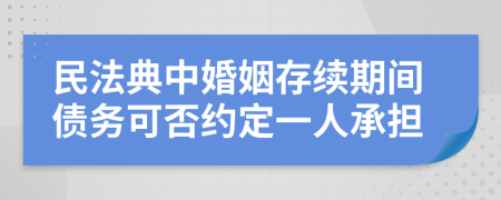 民法典中婚姻存续期间债务可否约定一人承担