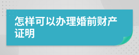 怎样可以办理婚前财产证明