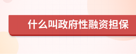 什么叫政府性融资担保