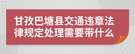 甘孜巴塘县交通违章法律规定处理需要带什么