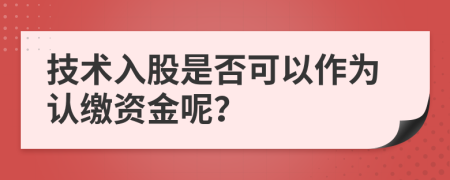 技术入股是否可以作为认缴资金呢？