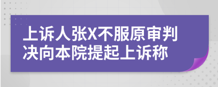 上诉人张X不服原审判决向本院提起上诉称