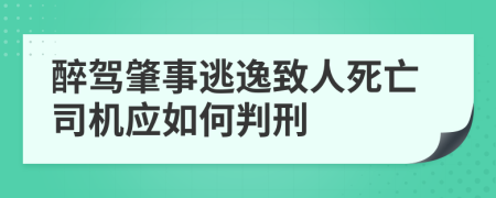 醉驾肇事逃逸致人死亡司机应如何判刑